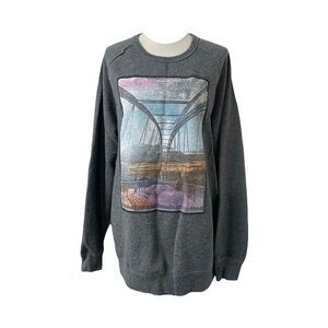 Mossimo Women’s Sweatshirt Size XXL Grey Graphic Long Sleeve Crewneck